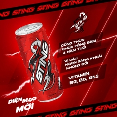 PEP Nước Tăng Lực Sting Hương Dâu (Đỏ) - Thùng 24 Lon x 320ML
