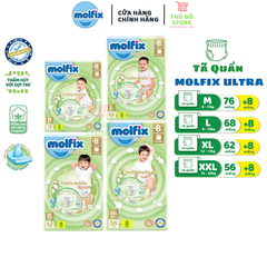 Tã/Bỉm Quần Molfix Ultra Thiên Nhiên Cho Bé - Size M84/ L76/ XL70/ XXL64
