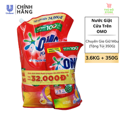 Nước Giặt OMO Matic Cửa Trên Chuyên Gia Giữ Màu - Túi 3.6Kg (Tặng túi 350G)