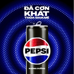 PEP Nước Uống Có Ga Pepsi Không Đường | Không Calo | Zero Sugar (Đen) - Thùng 24 Lon x 320ML