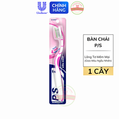 Bàn Chải Đánh Răng PS NanoSoft Lông Tơ Mềm Mại Sạch Tới 4 Tầng Mảng Bám - 1 Cây (Hồng) vỉ 12 cây
