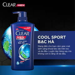 Dầu Gội Đầu Clear Men Cho Nam Mát Lạnh Bạc Hà - Chai 900G