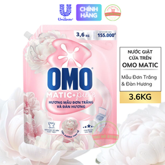 Nước Giặt OMO MATIC Cửa Trên Mẫu Đơn Trắng & Đàn Hương - Túi 3.6KG