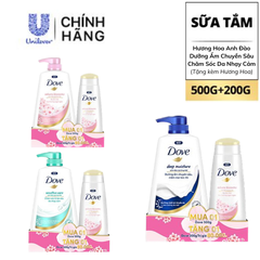 Sữa Tắm Dove Dưỡng Ẩm/ Hương Hoa/ Chắm Sóc Da Nhạy Cảm 500G (Tặng Chai 200G Hương Hoa)