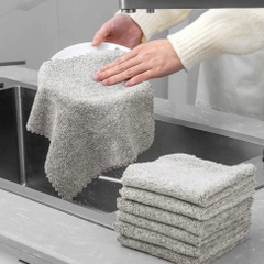 Khăn Lau Vuông Đa Năng Nhà  Bếp Sợi Than Hoạt Tính Màu Xám Ghi - Size 20x20cm