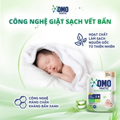 *CB2 Túi Nước Giặt OMO Matic Cho Quần Áo Bé 3.6Kg + Nước Xả Vải Comfort Dịu Nhẹ Thơm Hương Phấn Cho Quần Áo Bé 1.7L
