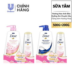Sữa Tắm Dove Dưỡng Ẩm/ Hương Hoa/ Chắm Sóc Da Nhạy Cảm 500G (Tặng Chai 200G Hương Hoa)