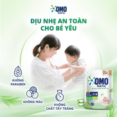 *CB2 Túi Nước Giặt OMO Matic Cho Quần Áo Bé 3.6Kg + Nước Xả Vải Comfort Dịu Nhẹ Thơm Hương Phấn Cho Quần Áo Bé 1.7L