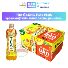 PEP Trà Ô Long Tea+ Đào Trái Cây Nhiệt Đới - Thùng 24 Chai x 450ML