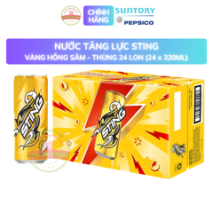 PEP Nước Tăng Lực Sting Vàng - Thùng 24 Lon x 320ML