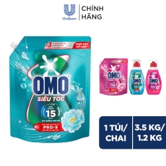 Nước Giặt OMO Siêu Tốc Dành Cho Chu Trình Giặt Nhanh Lưu Hương Tươi Mới (Xanh) - Túi 3.4KG