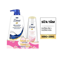 Sữa Tắm Dove Dưỡng Ẩm/ Hương Hoa/ Chắm Sóc Da Nhạy Cảm 500G (Tặng Chai 200G Hương Hoa)