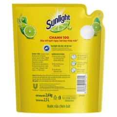 Nước Rửa Chén Bát Sunlight Chanh Vàng 100 - Túi 2.6KG