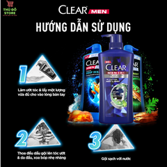 Dầu Gội Đầu Clear Men Cho Nam 3 Trong 1 Tắm-Gội-Dưỡng Active Cool - 630G