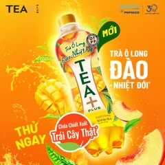 PEP Trà Ô Long Tea+ Đào Trái Cây Nhiệt Đới - Thùng 24 Chai x 450ML