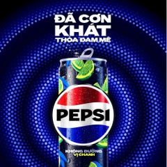 PEP Nước Uống Có Ga Pepsi Không Đường | Không Calo | Zero Sugar Lime Vị Chanh - Thùng 24 Lon x 320ML