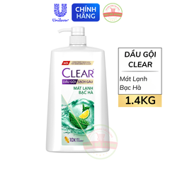 Dầu Gội CLEAR Mát Lạnh Bạc Hà Sạch Gàu - Chai 1.4KG