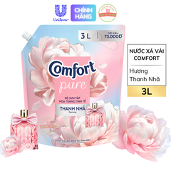Nước Xả Vải Comfort Hoa Hương Hoa Trắng Thanh Nhã (Hồng) - Túi Lớn 3L