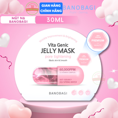 Mặt Nạ BANOBAGI PREMIUM Vita Genic Jelly Mask Pore Tighteing Se Khít Lỗ Chân Lông, Kiểm Soát Nhờn (Hồng) - Miếng 30ML