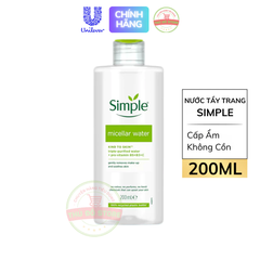Nước Tẩy Trang Simple Micellar Water Cấp Ẩm Không Cồn - Lọ 200ML