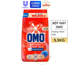 Bột Giặt Tay OMO Đỏ Xoáy Bay Vết Bẩn Cứng Đầu Và Mùi Hôi - Túi 5.5KG