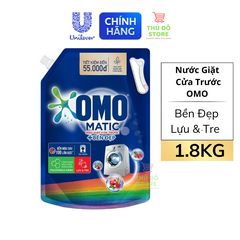 Nước Giặt OMO MATIC Cửa Trước | Cửa Ngang Xanh Bền Đẹp Lựu & Tre - Túi 1.8Kg