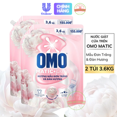 *CB2 Nước Giặt OMO MATIC Cửa Trên Mẫu Đơn Trắng & Đàn Hương - 2 Túi 3.6KG