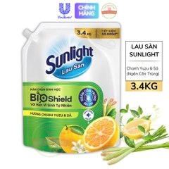 Nước Lau Sàn Sunlight BIOSHIELD Ngăn Côn Trùng Chanh Sả - Túi 3.4KG