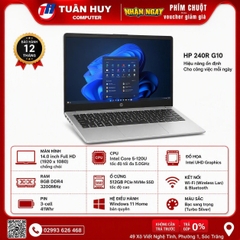 MÁY TÍNH XÁCH TAY (NB) HP 240R G10 Core 5-120U/8G/512GSSD/14.0FHD/WL/BT/3C/W11SL/BẠC(C3SG9AT)