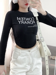 Áo thun croptop nữ AIORI body tay dài cổ tròn vải chất vải thun quảng châu cao cấp mềm mịn Mã G006 - AIORI VIỆT NAM