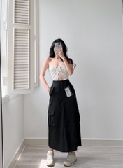 AIORI - Váy Dài Nữ KaKi Túi Hộp Lưng Thun Co Giãn Có Dây Siết Eo Mã V010
