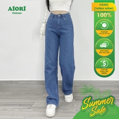 [CAO CẤP+HOTTREND]Quần Jean Nữ AIORI Ống Rộng Lưng Cao Trơn Bò Suông Vải Bông Cotton Mềm Mịn Thoáng Mã A005