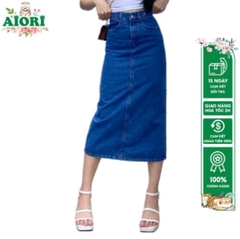 Chân Váy Jeans AIORI Chữ A Lưng Cao Xẻ Tà Mã V005