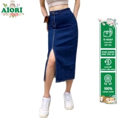 Chân Váy Jeans AIORI Chữ A Lưng Cao Xẻ Tà Mã V001