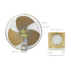Quạt đảo trần Màu vàng Panasonic F-409QGO - Đường kính quạt 40cm, Sử dụng hộp số 5 cấp độ gió