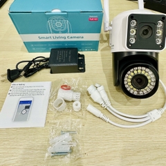 Camera YOOSEE PTZ 2 Mắt Pro 15.0M Q42 Xoay 360 Độ- Xem 2 Vị Trí Khác Nhau Trên 1 Camera- Đàm Thoại 2 Chiều- Báo Động Chống Trộm- Ban Đêm Có Màu- Wifi Không Dây Ngoài Trời