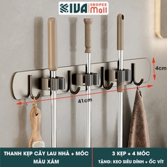 Móc Kẹp Cây Lau Nhà KIVA, Chất Liệu Nhôm Hàng Không Cao Cấp, Lắp Đặt Không Cần Khoan.