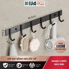 Móc Dán Tường Chịu Lực Siêu Dính KIVA Chữ C, Chất Liệu Nhôm Hàng Không Cao Cấp, Tặng Kèm Keo Siêu Dính, Ốc Vít