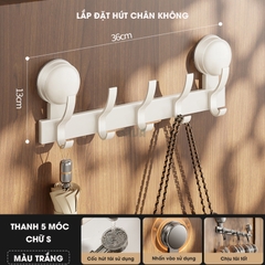 Thanh móc treo đồ, quần áo đa năng KIVA, lắp đặt hút chân không, chất liệu nhôm hàng không cao cấp