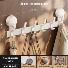 Thanh móc treo đồ, quần áo đa năng KIVA, lắp đặt hút chân không, chất liệu nhôm hàng không cao cấp