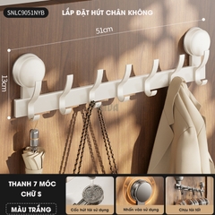 Thanh móc treo đồ, quần áo đa năng KIVA, lắp đặt hút chân không, chất liệu nhôm hàng không cao cấp