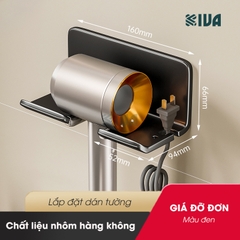 Giá kệ treo để máy sấy tóc KIVA đơn giản, chất liệu nhôm hàng không, lắp đặt dán tường.