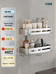 Kệ góc nhôm hàng không KIVA màu bạc, kệ để đồ nhà tắm lắp đặt dán tường, khoan tường