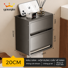 Hộp Đựng Giấy Vệ Sinh Nhà Tắm KIVA Chất Liệu Nhôm Hàng Không, Lắp Đặt Không Cần Khoan, Bảo Hành 10 Năm.