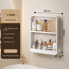 Kệ đựng đồ nhà tắm treo tường KIVA, để đồ phòng tắm, chất liệu nhôm hàng không, kích thước lớn.
