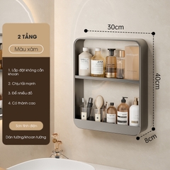 Kệ đựng đồ nhà tắm treo tường KIVA, để đồ phòng tắm, chất liệu nhôm hàng không, kích thước lớn.