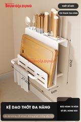 Kệ gia vị nhà bếp đa năng KIVA màu xám, chất liệu thép Carbon, lắp đặt dán tường, khoan tường