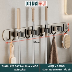 Móc Kẹp Cây Lau Nhà KIVA, Chất Liệu Nhôm Hàng Không Cao Cấp, Lắp Đặt Không Cần Khoan.