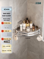Kệ góc nhôm hàng không KIVA màu bạc, kệ để đồ nhà tắm lắp đặt dán tường, khoan tường