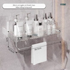 Kệ để đồ nhà tắm KIVA chất liệu Acrylic lắp đặt dán tường, thẩm mỹ, hiện đại và chắc chắn.